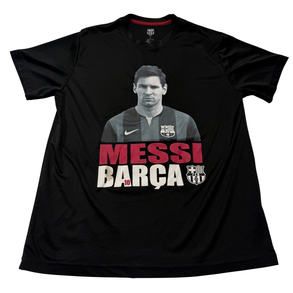 FC Barcelona Lionel Messi #10 Barca Graphic T Shirt Black Mens L‎ Soccer 2015